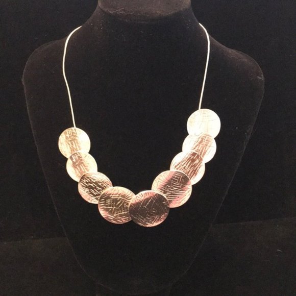 ERICA LYONS Silver Coin Statement Pendant Necklace - Picture 1 of 4